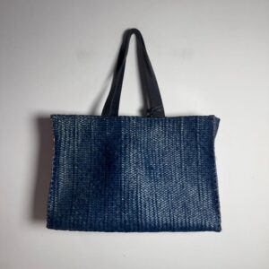 Bolsa Tote de Palha Bege e Azul – Rudá – tam Grande