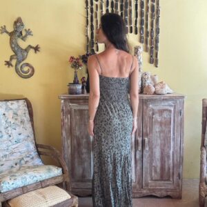 Vestido Longo Estampa Animal Print Verde – Dress – tam P