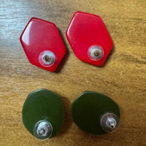 Brincos Geométricos Duplos – Vermelho