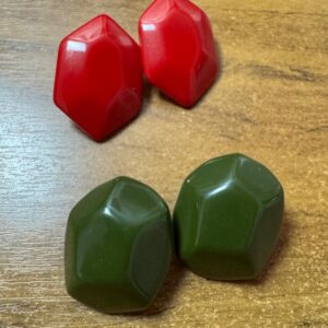 Brincos Geométricos Duplos – Vermelho