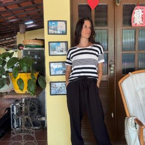 Calça Preta Fluida Facinelli com Amarração – tam GG