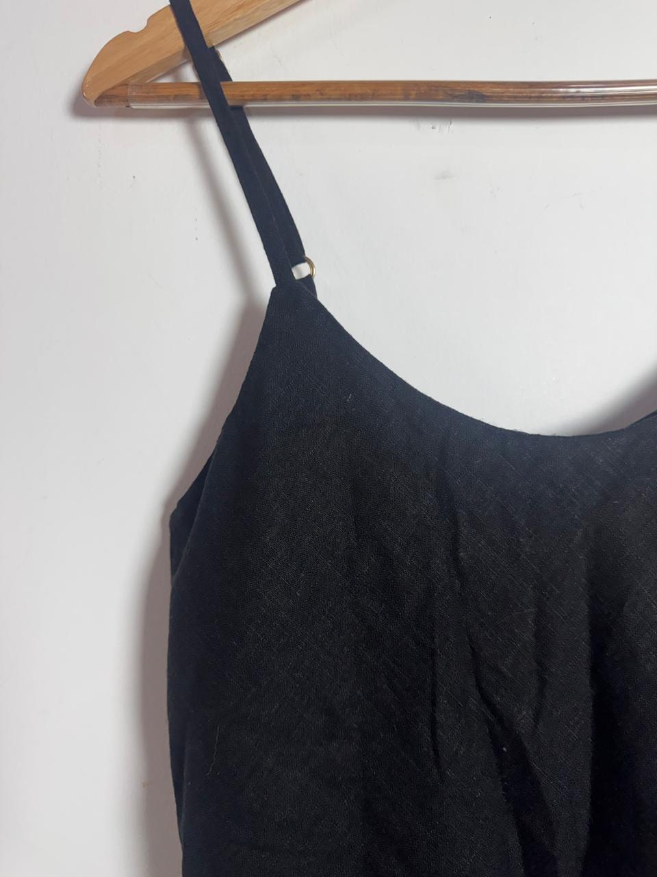 Blusa Regata Preta de Linho – area kb – tam P *NOVO* - Imagem 2