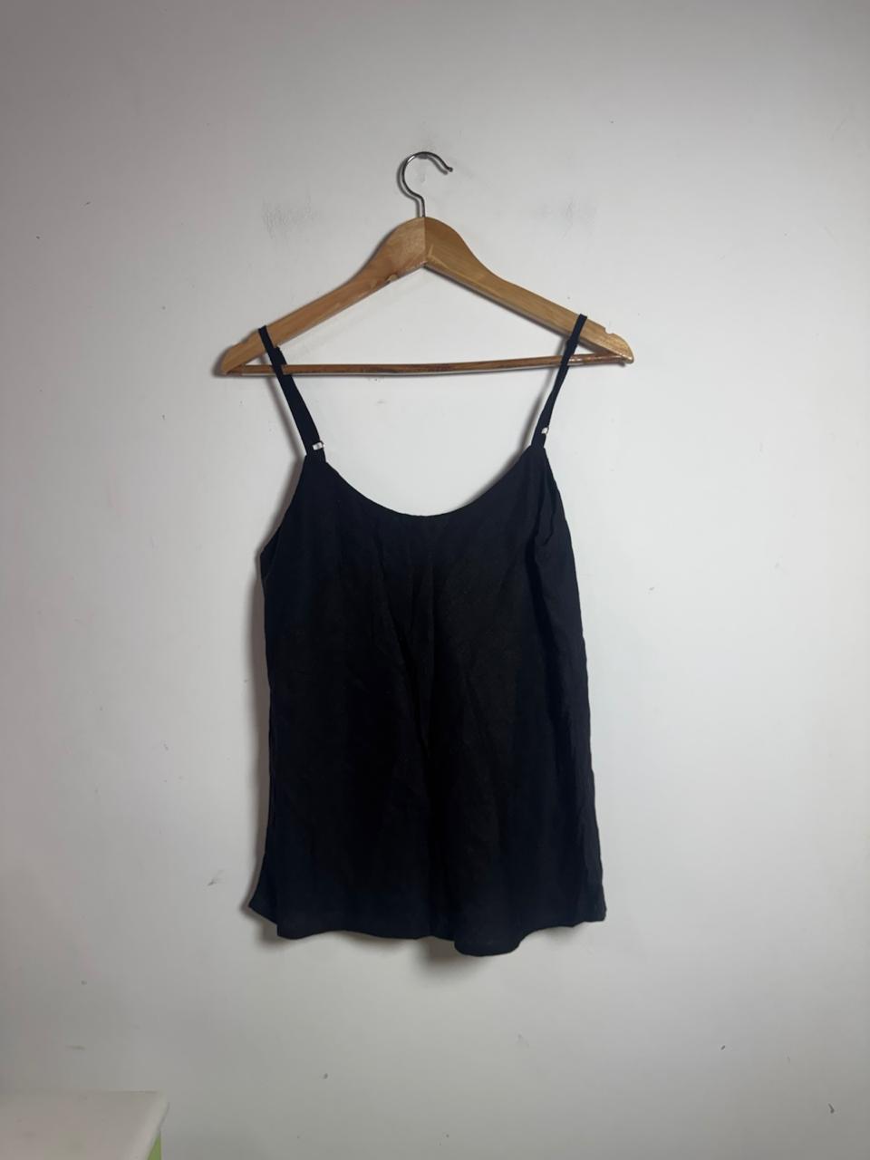 Blusa Regata Preta de Linho – area kb – tam P *NOVO*
