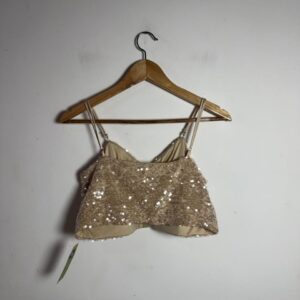 Top Cropped Paetês com Laço e Recorte Nude – tam G