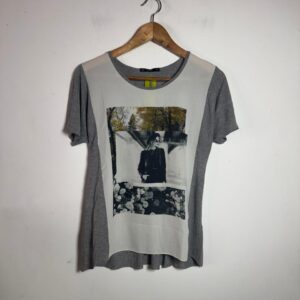 Blusa Cinza Estampada com Painel – TNG Woman – tam P