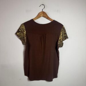 Camisa Marrom com Paetês – Le Lis Blanc – tam G