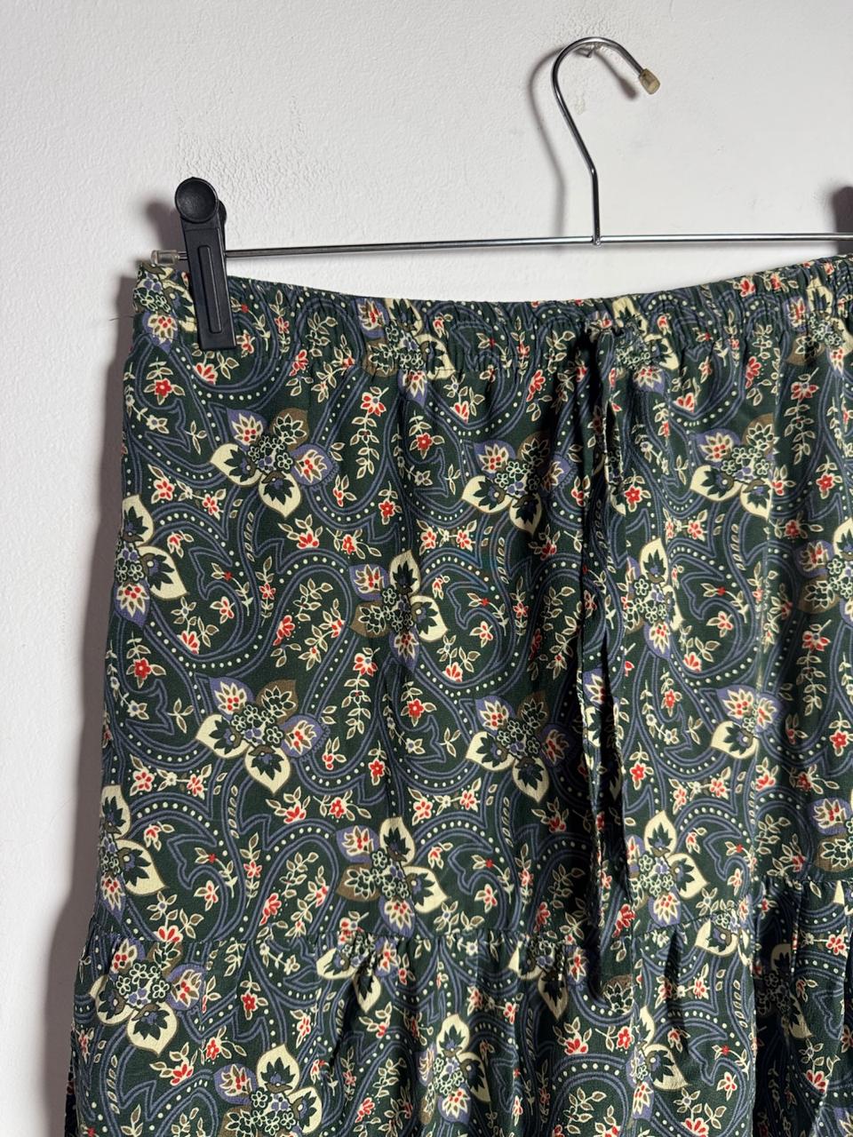 Saia Longa Estampa Paisley Floral Verde Escuro – Ateen – tam 38 *NOVO* - Imagem 4