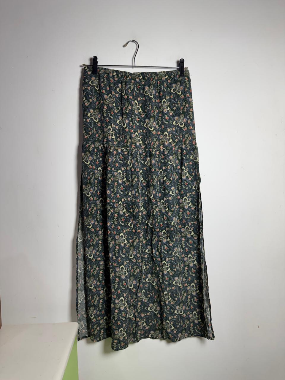 Saia Longa Estampa Paisley Floral Verde Escuro – Ateen – tam 38 *NOVO*
