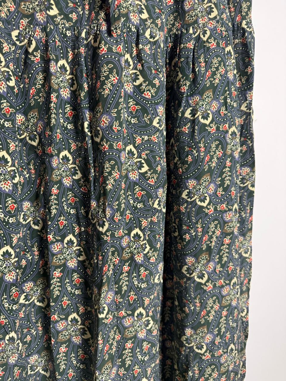 Saia Longa Estampa Paisley Floral Verde Escuro – Ateen – tam 38 *NOVO* - Imagem 3