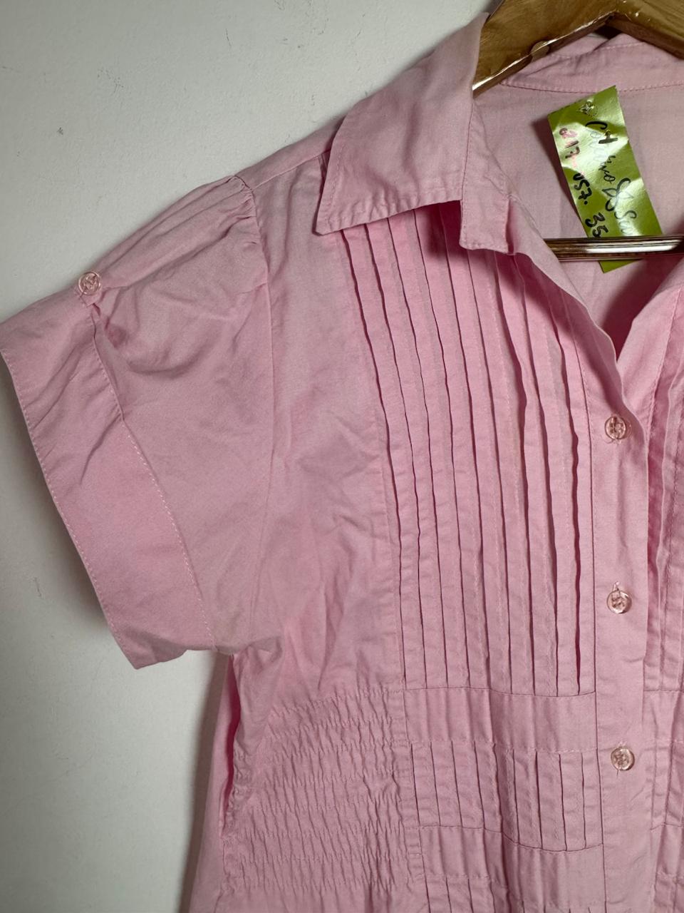 Camisa Rosa com Nervuras e Manga Curta – tam G - Imagem 4