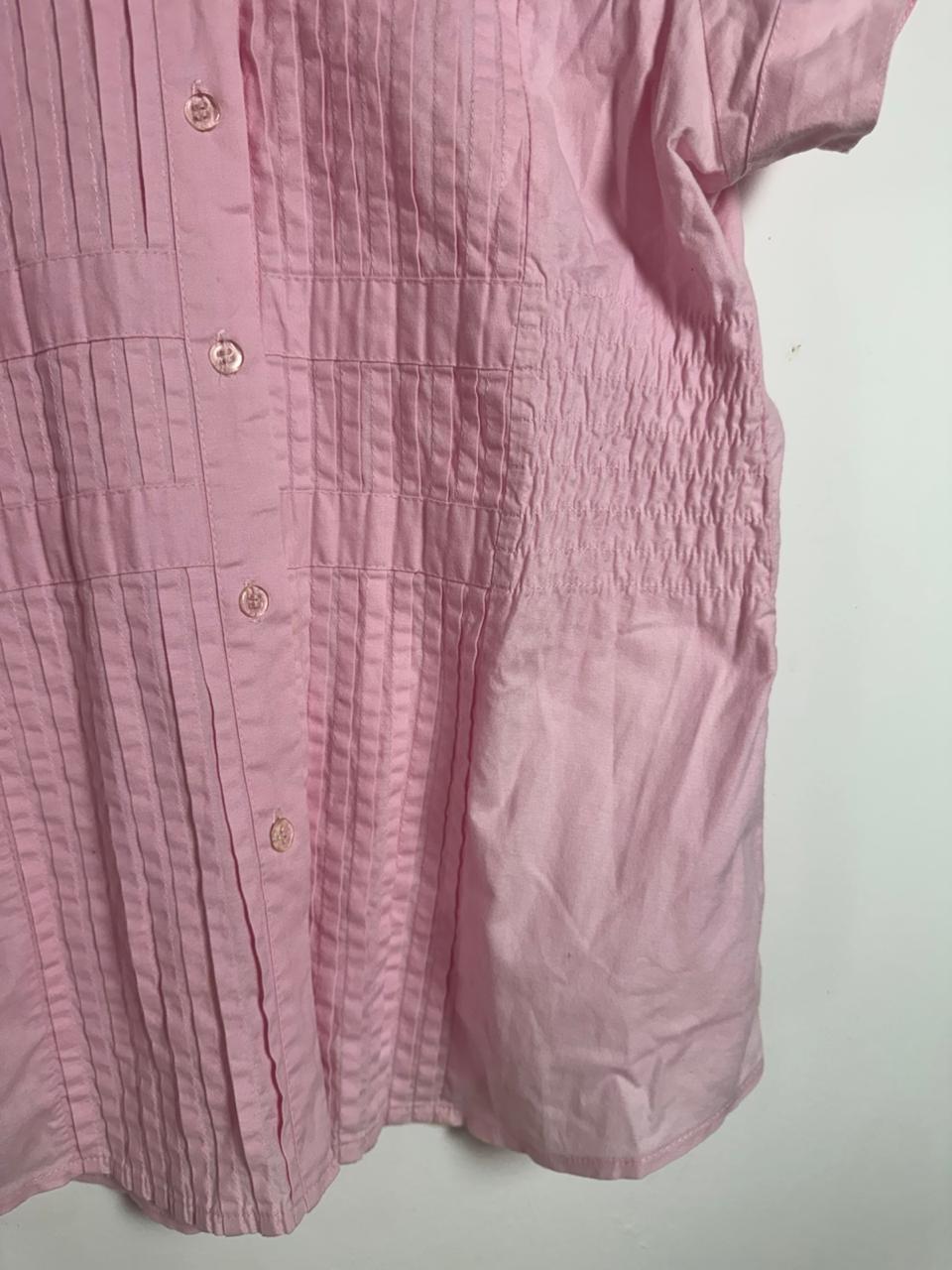 Camisa Rosa com Nervuras e Manga Curta – tam G - Imagem 3