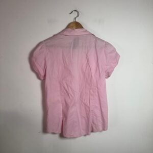 Camisa Rosa com Nervuras e Manga Curta – tam G