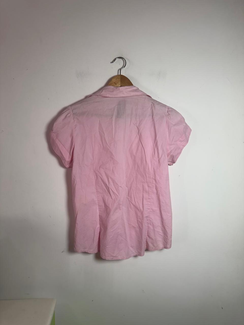 Camisa Rosa com Nervuras e Manga Curta – tam G - Imagem 2