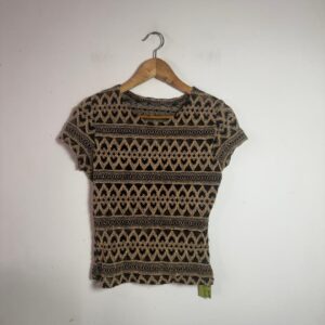 Blusa Feminina Tricô Preta e Dourada com Estampa Geométrica – tam P