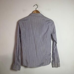 Camisa de Manga Comprida Lilás e Branca Listrada – George – tam 42