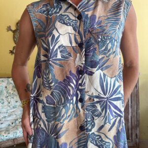 Vestido Chemise Estampa Folhagens Azul – El Corte Inglés – tam 48